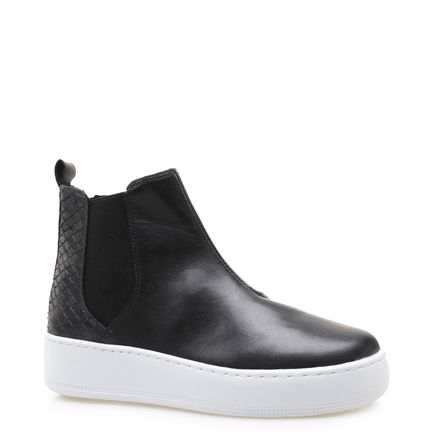 Bota Feminina Flatform - Couro Atanado Python Preto