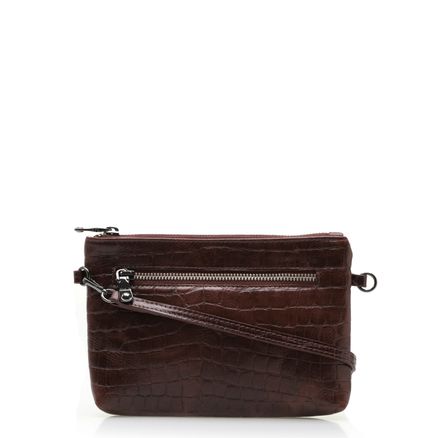Bolsa Pequena - New Couro Croco Conhaque