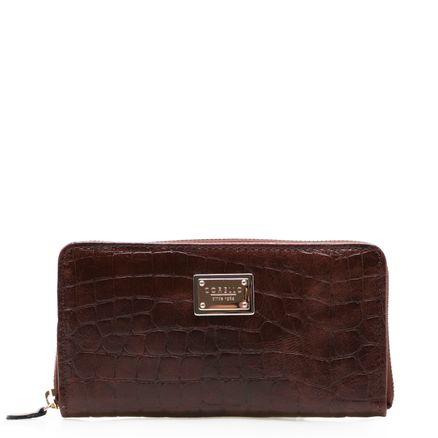 Carteira Feminina New - Couro Croco Conhaque