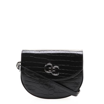 Bolsa Transversal Feminina - New Couro Croco Preto