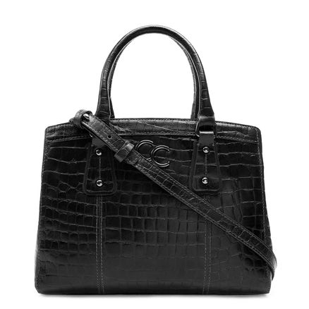 Bolsa Tote Chris New Croco Couro - Nobuck Preto