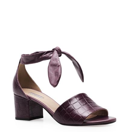 Sandália Feminina Basic Laço Couro - New Croco Malbec Nobuck