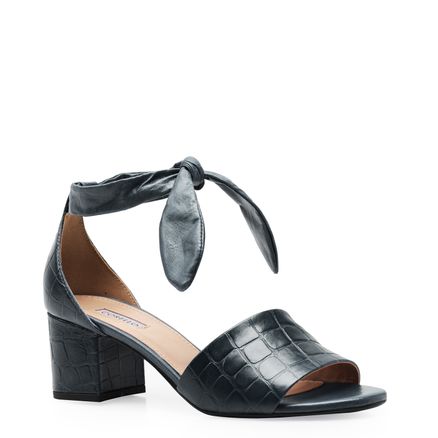 Sandália Feminina Basic Laço Couro - New Croco Marinho Marrakesh