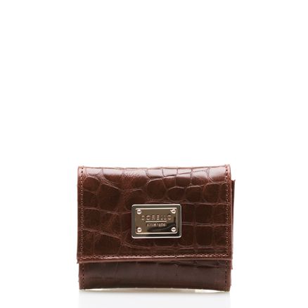 Carteira Feminina New - Couro Croco Conhaque