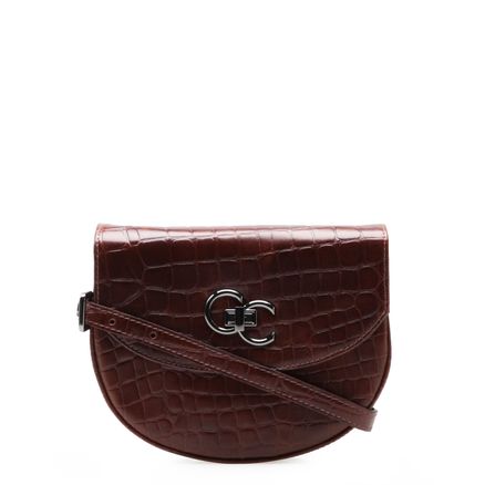 Bolsa Transversal Feminina - New Couro Croco Conhaque