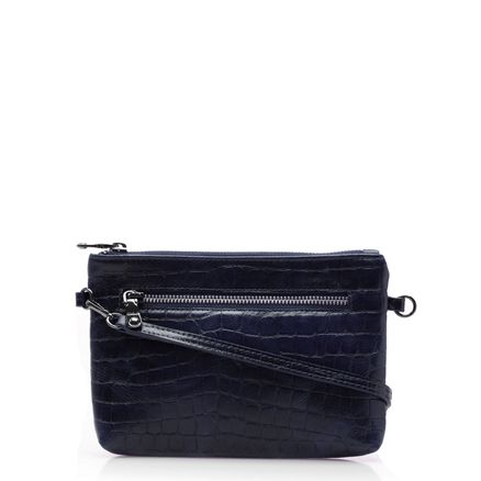 Bolsa Pequena - New Couro Croco Marinho