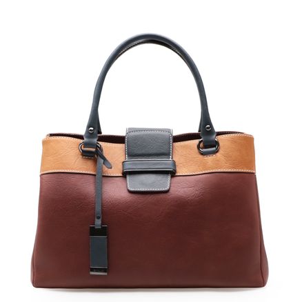 Bolsa Tote Madelina Couro - Marrakesh Conhaque Dijon Marinho