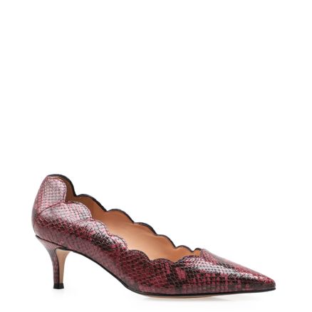 Scarpin Waves Couro Python - Vinho