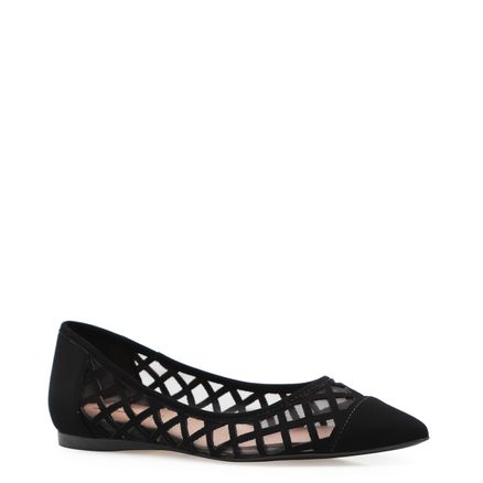 Sapatilha Recortes Tela Nobuck Soft - Preto