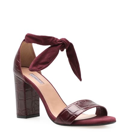 Sandália Feminina Basic High Couro - New Croco Malbec Nobuck