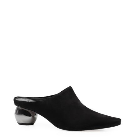 Mule Salto Escultural Couro Nobuck - Preto