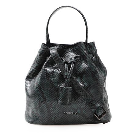 Bolsa Transversal Feminina Bucket P&b - Couro Python Forest