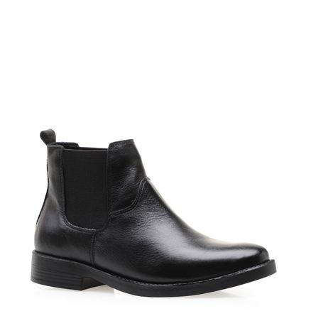 Bota Feminina Basic Chelsea Boot - Couro Confort Preto