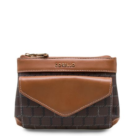 Bolsa Transversal Feminina Monograma & Couro - Avelã
