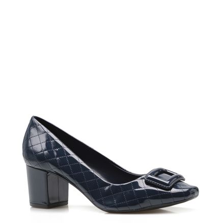 Scarpin Matelassê Verniz Soft - Marinho