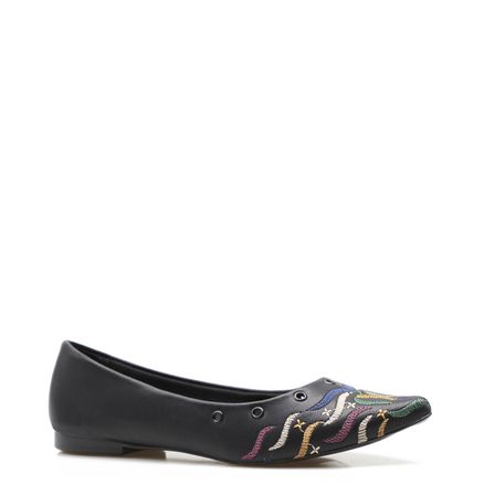 Sapatilha Bordada Napa Soft - Preto