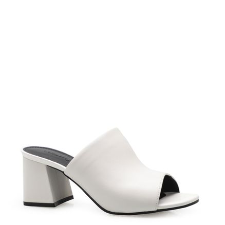 Mule Minimal Couro Atanado - Branco