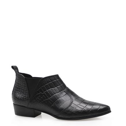 Bota Feminina Western Shoe - Couro Croco Preto