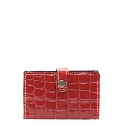 Porta Cartão Com Fecho Couro - New Croco Brick