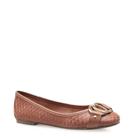 Sapatilha Ferragem Couro Python Soft - Camel