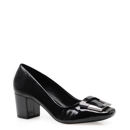 Scarpin Esfera Metal Verniz Soft - Preto