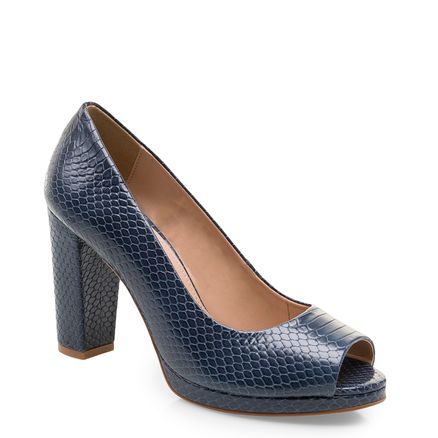 Peep Toe Classic Couro - Python Safira
