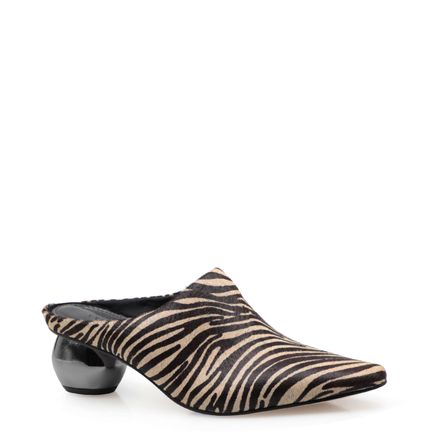 Mule Salto Escultural Couro Nobuck - Pelo Zebra