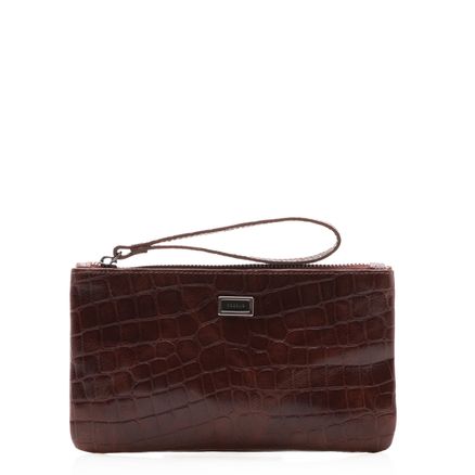 Bolsa Pequena Couro - Croco Conhaque