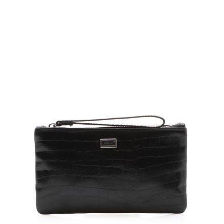 Bolsa Pequena Couro - Croco Preto
