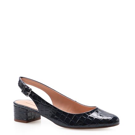 Scarpin Slingback - Croco Soft Marinho