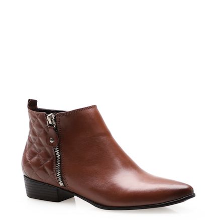 Bota Feminina Zip Boot - Couro Whisky