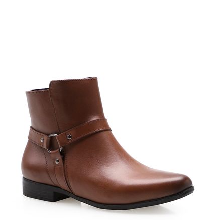 Bota Feminina Belt Boot - Couro Whisky
