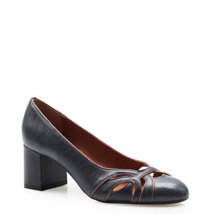 Scarpin Recortes Couro Marrakesh Açafrão Soft - Caramelo