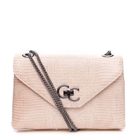 Bolsa De Ombro Feminina Nikki Couro - Lezard Nude