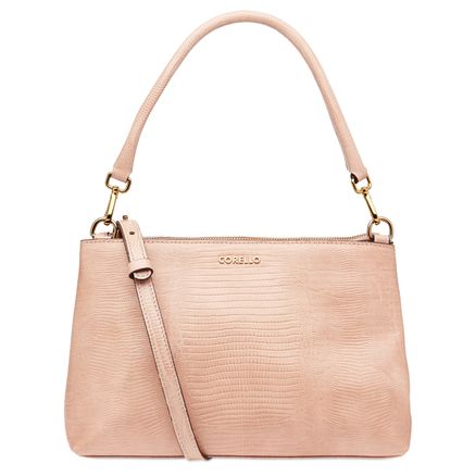 Bolsa De Mão Em Couro Texturizado - Lezar Nude