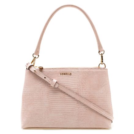 Bolsa De Mão Em Couro Texturizado - Lezard Nude