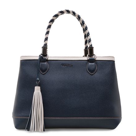 Bolsa De Ombro Feminina Couro - Floater Marinho White