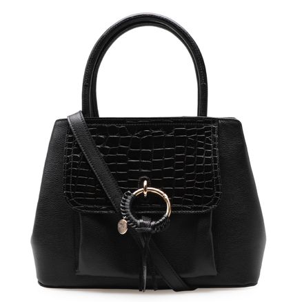 Bolsa Tote Laila Couro - Floater Croco Preto
