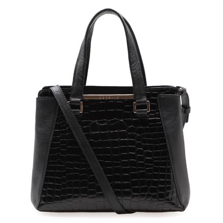 Bolsa Tote Miriam New Croco Couro - Marrakesh Preto