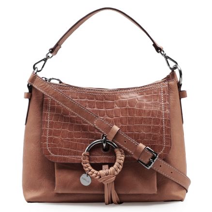 Bolsa De Ombro Feminina Agata New Croco Couro - Marrakesh Conhaque