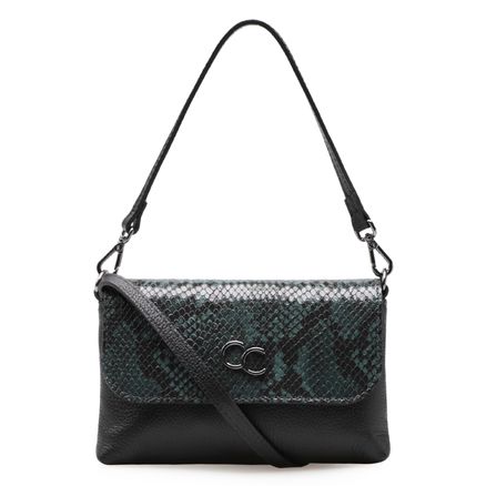 Bolsa Transversal Feminina Couro - New Python Forest Floater Preto