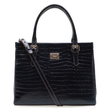 Bolsa Tote New Croco Couro - Marinho