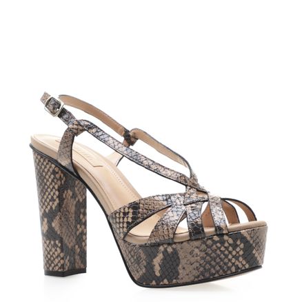 Sandália Feminina Meia Pata New Python - Couro Avelã
