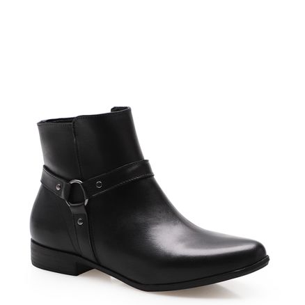 Bota Feminina Belt Boot - Couro Preto