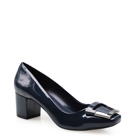 Scarpin Esfera Metal Verniz Soft - Marinho