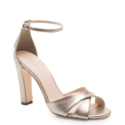 Sandália Feminina Basic Disco Couro - Prata Velho