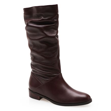 Bota Feminina Slouch - Couro Atanado Café
