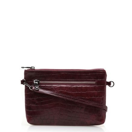 Bolsa Pequena - New Couro Croco Malbec