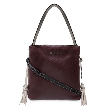 Bolsa De Mão Bucket Boho Couro - Couro Floater Malbec