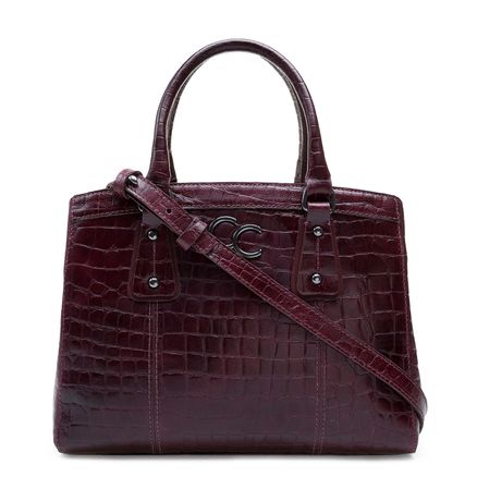 Bolsa Tote Chris New Croco Couro - Nobuck Malbec